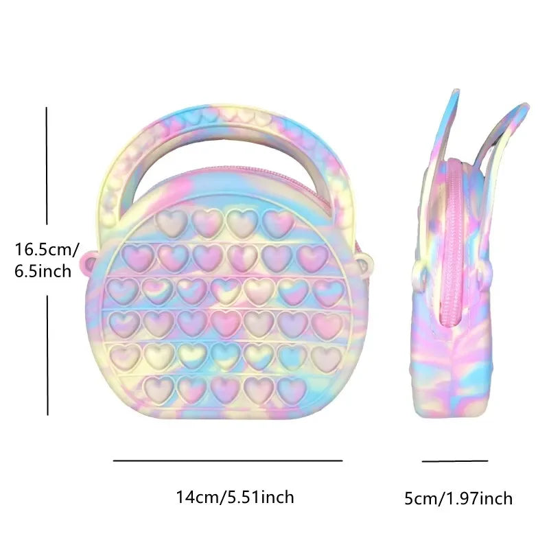 1pc Pop Purse Silicone Sensorial Push Pop Bubble Bag Crossbody Bag Antistress Brinquedos Desenho Animado Unicórnio Bolsa de Moedas Para Crianças