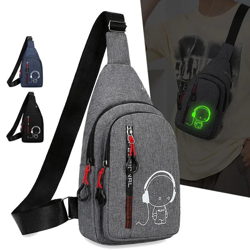 Bolsa de Peito Masculina 2024 Nova Moda Casual Bolsa de Ombro Masculina Crossbody Mochila Coreana para Ciclismo